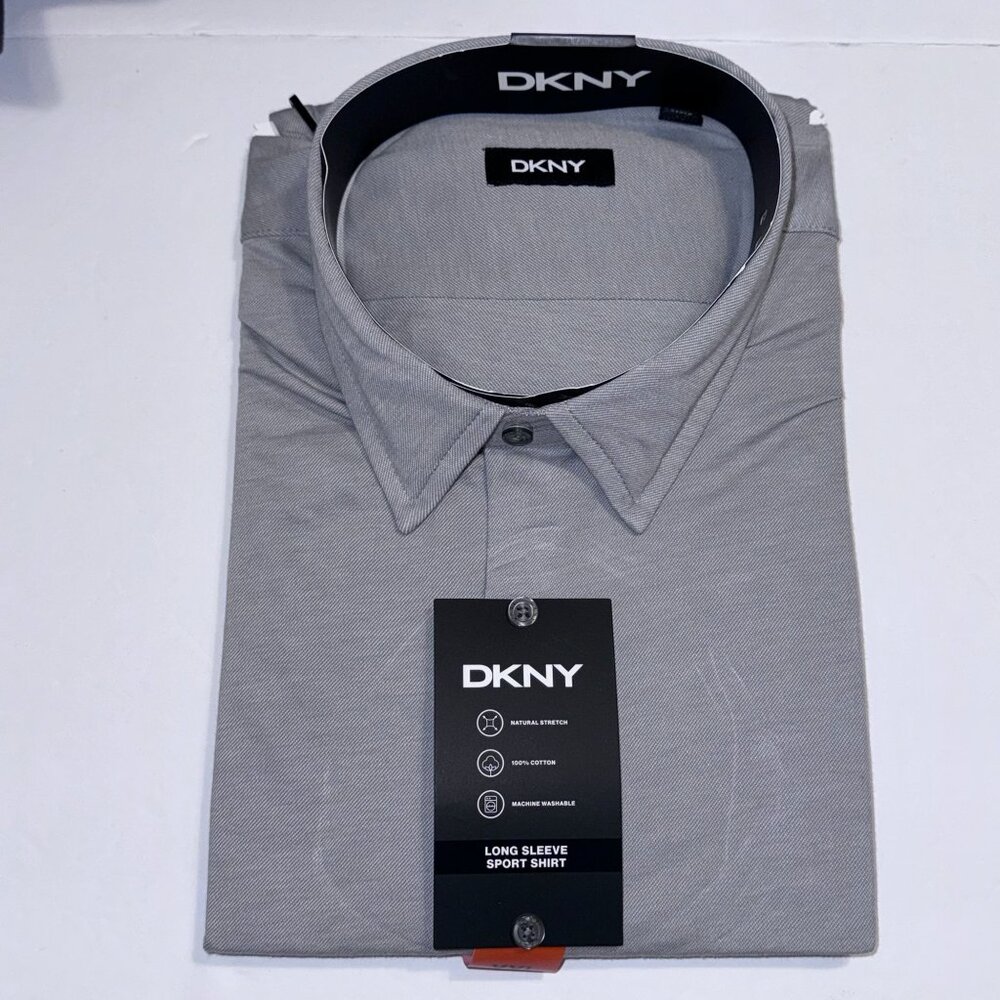 DKNY Mens Long Sleeve Sport Shirt XXL - Natural Stretch & 100% Cotton 2XL